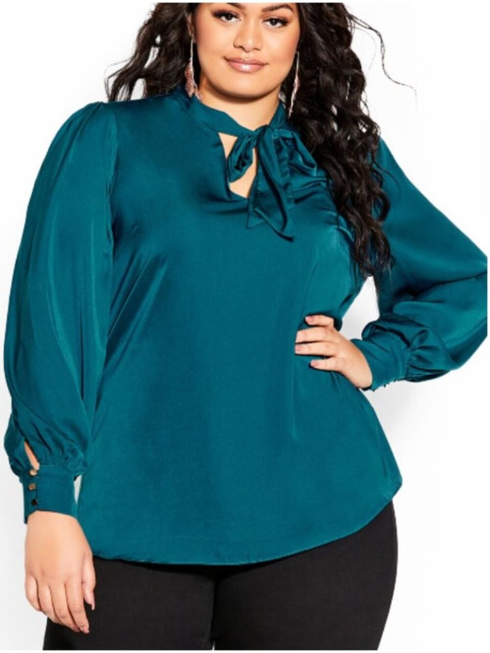 CITY CHIC top in awe in teal satin size S or US 16